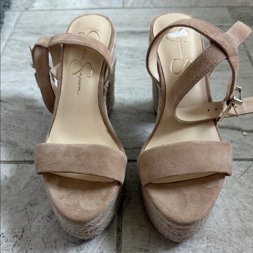 Jessica Simpson Tan Suede Platform Sandals
